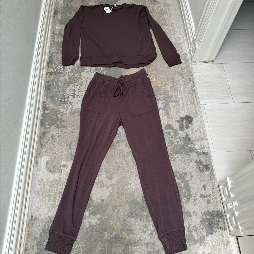 Women's brown  Lounge Jogger Set - Long Sleeve Top & Drawstring Pants